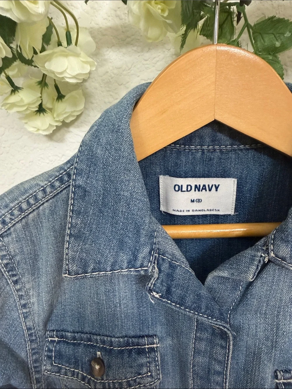 Old Navy • Shirt Dress in Stonewashed Denim Blue Button Up Style with Belt